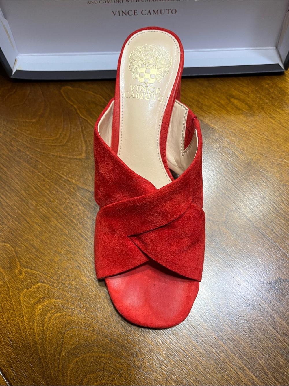 Vince Camuto Red Suede Cross-Band Block Heel Mule - Picture 2 of 2